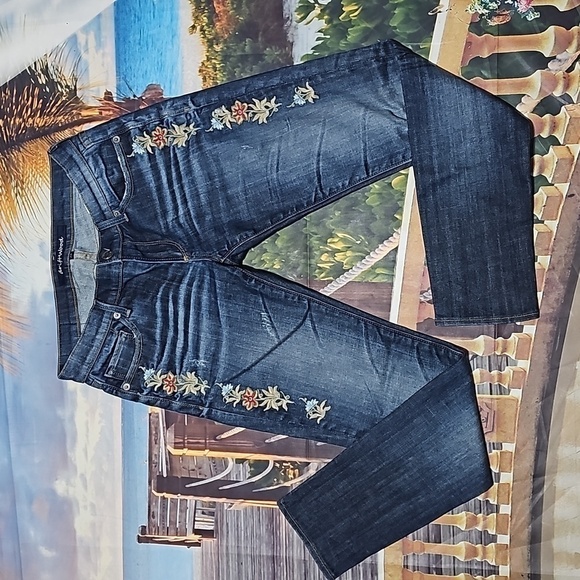 Driftwood Floral Low Waist Jeans Size 26 - Picture 1 of 8